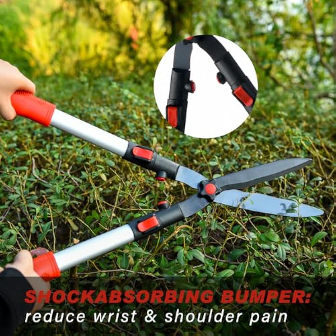 FLORA GUARD Telescopic Hedge Shear, Extendable Handles Adjust to Exact Length Required 67cm to 88cm, Super Lightweight Approx 1kg, Garden Shears with Aluminum Handle, Ideal for Trim Hedges and Bushes