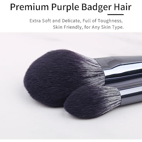 ENZO KEN Natural Purple Badger Hair Makeup Brushes Set Professional, Walnut Makeup Brush Set with Case, Cosmetic Brushes Makeup Set, Natural Bristle Makeup Brush - ShuiMo