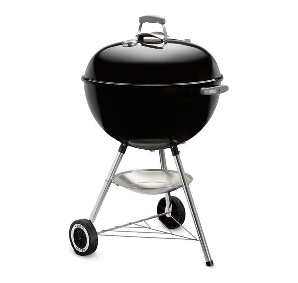 Weber Classic Kettle Charcoal Grill, Ø 57cm Grill Area, BBQ Grill with Porcelain-Enamelled Lid & Bowl, Lid Thermometer, Tripod Stand & Wheels, Chromed Grill Grate - Black (1341504)