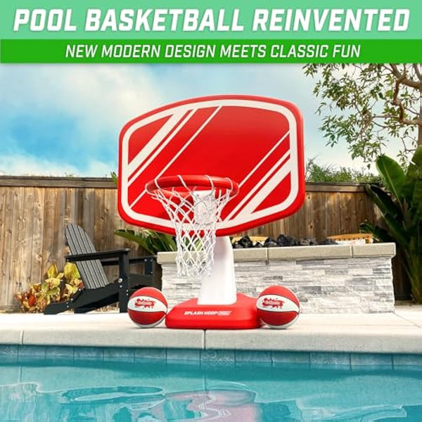 GoSports Splash Hoop Swimming Pool Basketball Game, Includes Poolside Water Basketball Hoop, 2 Balls and Pump – Choose Your Style
