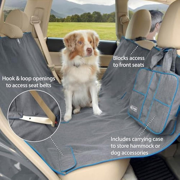 Kurgo Heather Hammock, Dog Car Seat Protector, Waterproof & Stain-Resistant, Secure Fit, Charcoal Grey