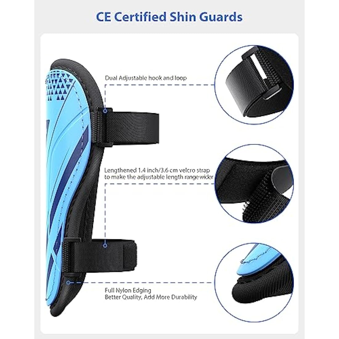 AirsFish Shin Pads Boys CE Certified Kids Football Shin Guards Breathable Non Slip Extended Adjustable Straps Lightweight Soccer Shin Pads for Boys Girls Teens Leg Calf Protective Gear