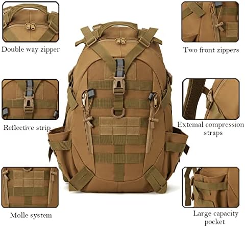 ETWBO Military Tactical Backpack Large Army Rucksack Molle Bug Out Bag Assault Pack Outdoor Camping Hunting Laptop Daypack