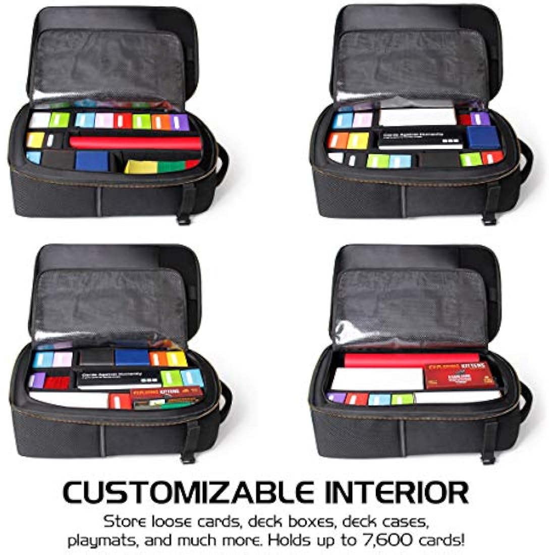 ENHANCE MTG Backpack TCG Card Storage - TCG Backpack for Deck Boxes, Sleeved Cards, Playmats, MTG Accessories - Customizable Card Organization Protected by Built-in Card Defender Screen (Black)