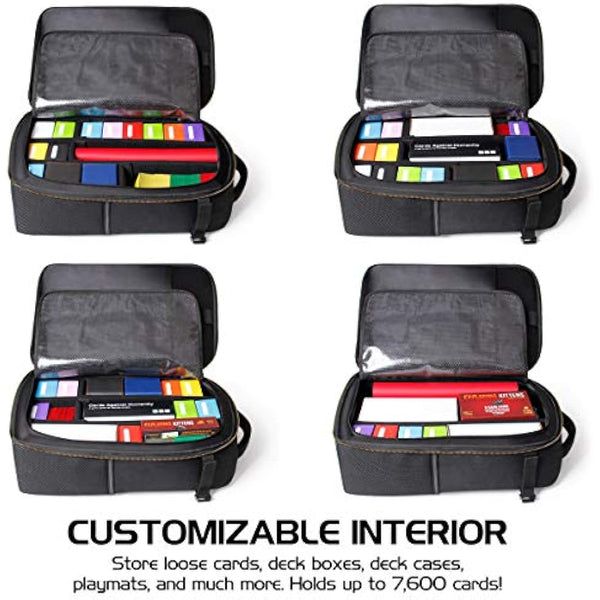 ENHANCE MTG Backpack TCG Card Storage - TCG Backpack for Deck Boxes, Sleeved Cards, Playmats, MTG Accessories - Customizable Card Organization Protected by Built-in Card Defender Screen (Black)