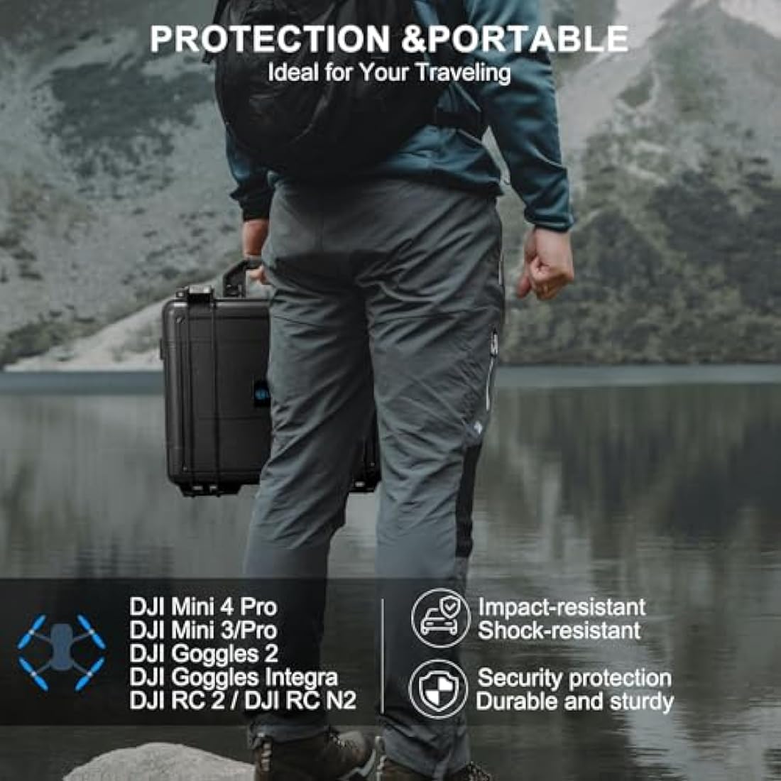 LEKUFEE Waterproof Hard Case for DJI Mini 4 Pro,DJI Mini 3 Pro,Mini 3 Drone,DJI RC 2/RC N2/N1,DJI Goggles 3(NOT for Goggles N3)/2/Integra,DJI RC Motion 2/3 and Accessories(Case Only)