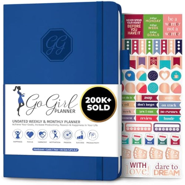 GoGirl Planner and Organizer for Women – A5 Weekly Agenda, Goals Journal to Improve Time Management & Productivity (Royal Blue)