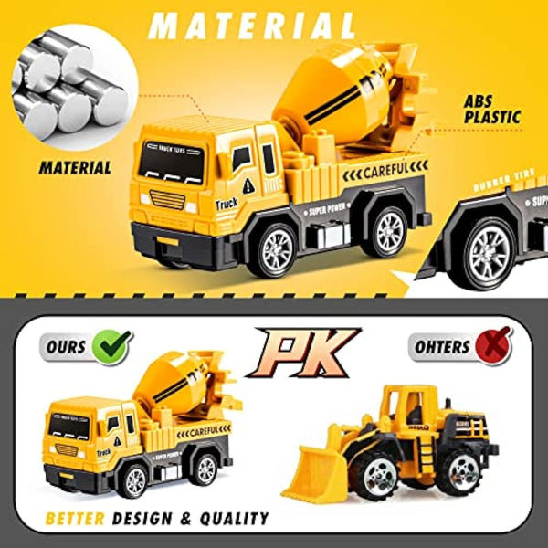 EUTOYZ Toys for 2 3 Year Old Boy, Toy Cars Construction Toy for 2-6 Year Old Boy Toy Age 1-6 Digger Truck Toy Birthday Easter Gifts for 1-6 Year Olds Boy Car Toys Age 1-6 Year Old Toddlers Cars