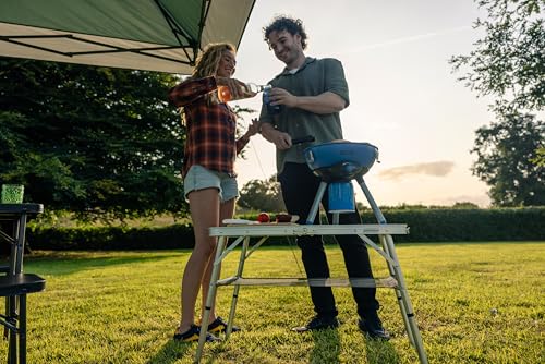 Campingaz Party Grill 400 CV, Camping Stove and Grill, All-in-One Portable Camping BBQ, with Griddle, Grid and Pan Support, Lid Doubles as Wok, Blue