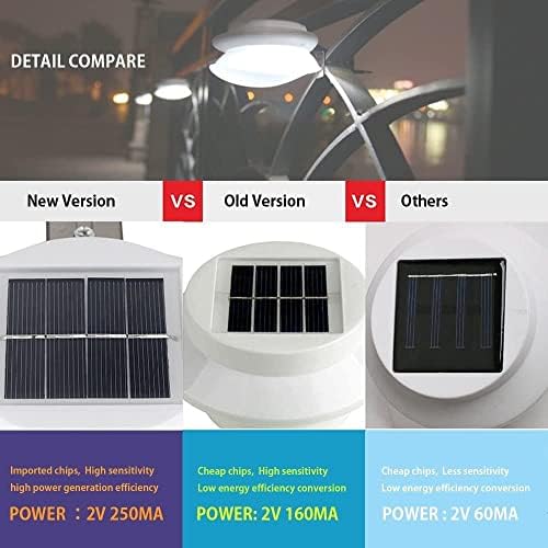 AVEKI Solar Fence Gutter Lights, 9 LED Solar Powered Garden Outdoor Lights Waterproof Security Lamp for Outdoor Garden Fence Wall Lobby Pathway (Black 6p)