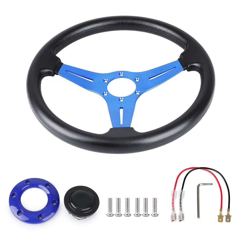 YEHICY Auto Racing Flat Steering Wheel with Purple Spokes 350mm 13.8”6 Bolts Grip Vinyl Leather Universal Simulation Game Steering Wheel For Logitech G29 G920 G923