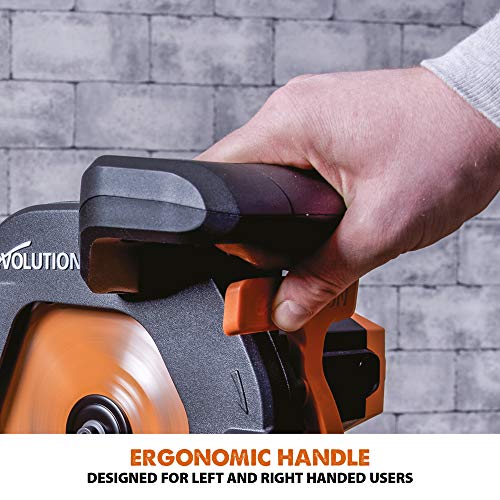 Evolution Power Tools R210SMS+ Sliding Mitre Saw With Multi-Material Cutting, Cuts Wood, Metal, Plastic & More, 45° Bevel, 50° Mitre, 230mm Slide, 1500 W (230 V)