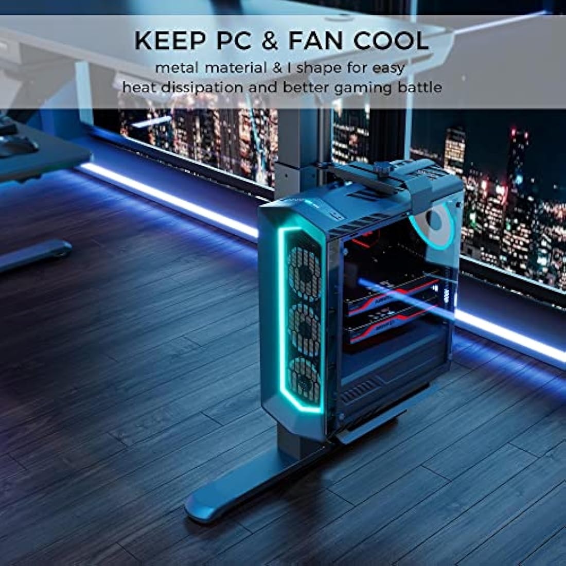 EUREKA ERGONOMIC Under Desk PC Mount, Computer Tower Holder 360° Swivel Height & Width Adjustable, CPU Holder Holds up to 20kg, Fits Most Computer Tower, Black