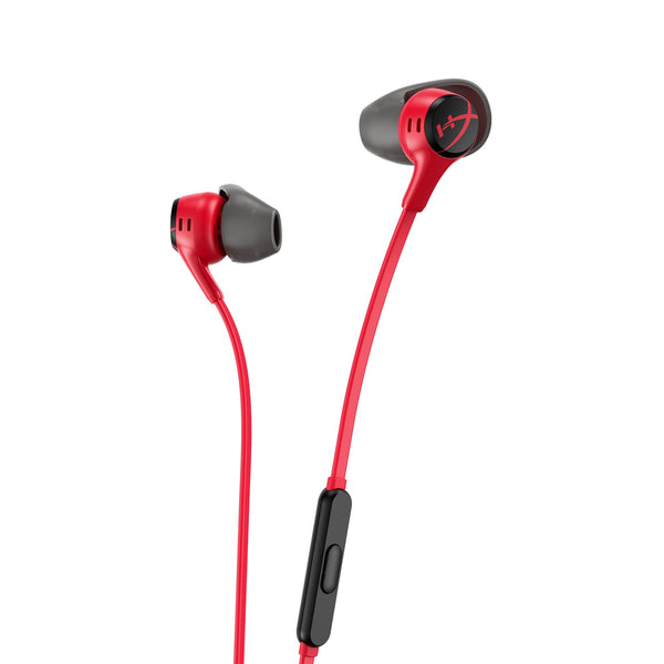HyperX Cloud Earbuds II - Wired Gaming Earbuds 14mm Driver Built-in Microphone | 4 Ear Plug Sizes | 3.5mm Connector | Hard Case | PC, Console & Mobile Compatibility | Red