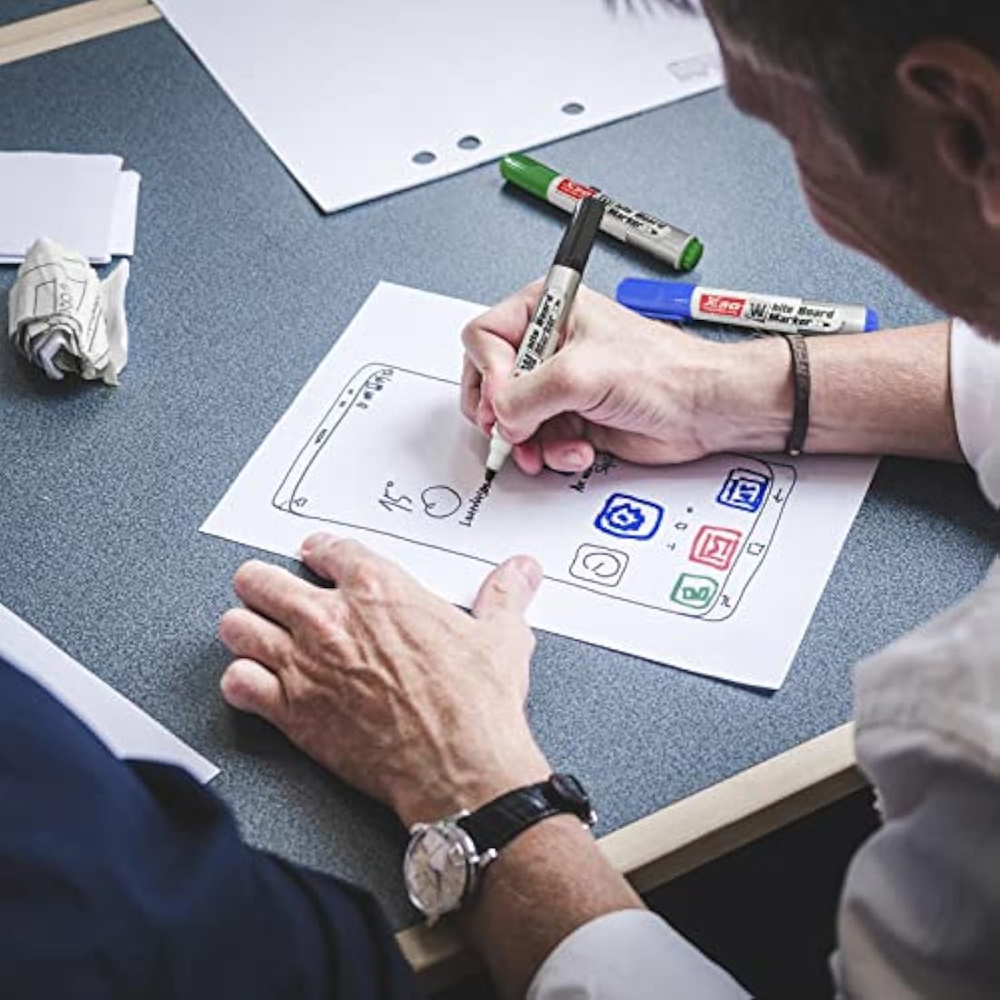 ABEIER Whiteboard Pens Markers, 4 Assorted Colors Dry Erase Markers, Home Office School Supplies, Bullet Tip Low Odour (Pack of 36)