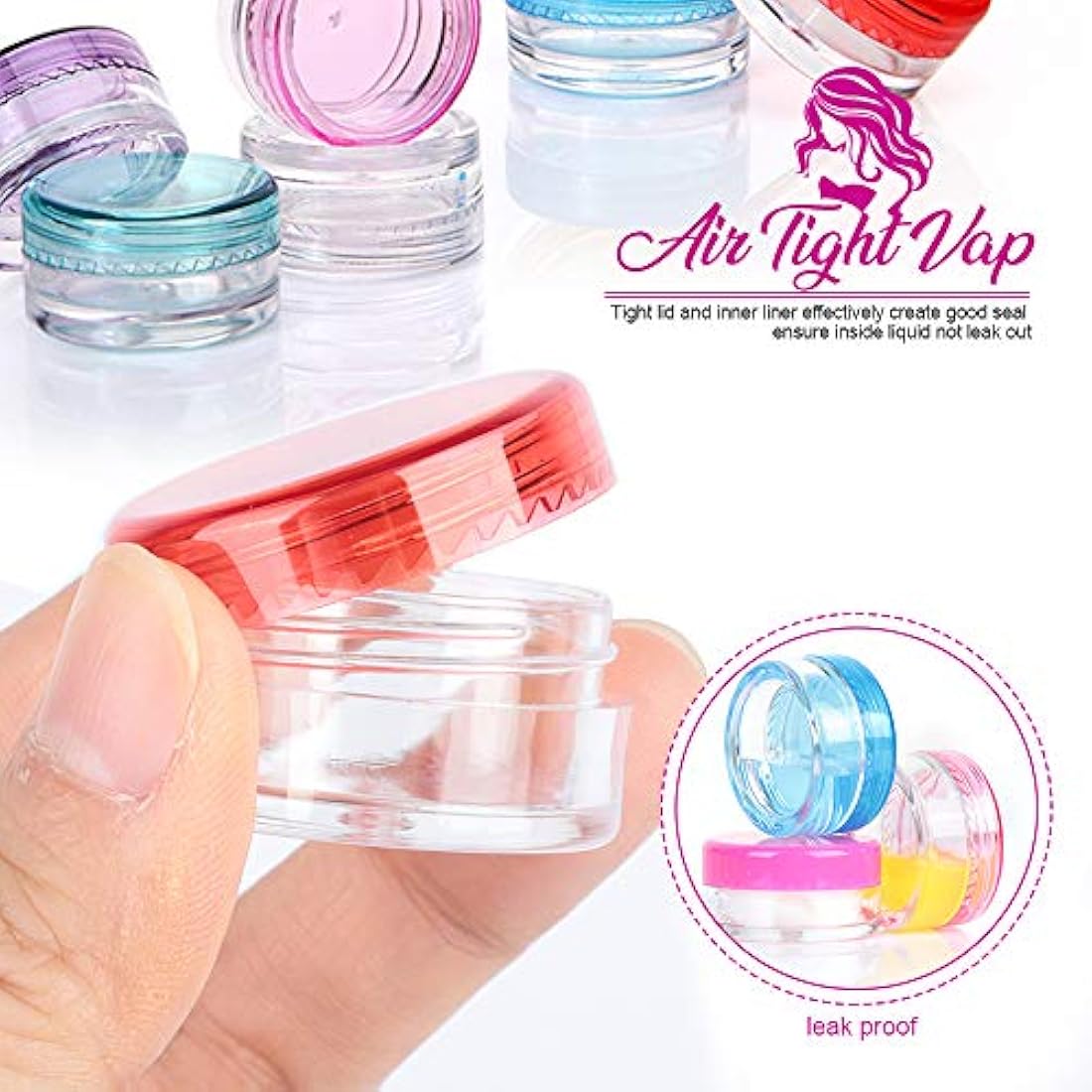 HNYYZL Empty Plastic Cosmetic Jars,50Pcs Sample Containers Pots Bottles,5ml Travel Pots,Small Pots with Lids Cosmetic,Travel Cream Pots for Toiletries (10pcs Spatulas and 50pcs Labels)