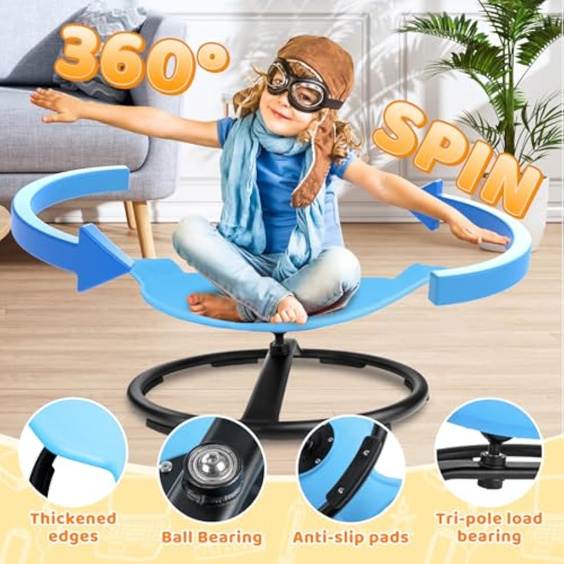 Dhapy Sensory Spinning Chair , Spinning Chair for Autism , 360° Spinning Chair for Kids , Training Body Coordination , Sensory Toys ( Blue)