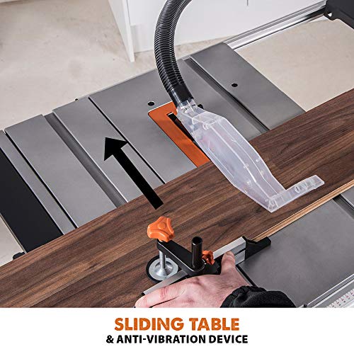 Evolution Power Tools R255TBLX+ Table Saw With Stand (Next Gen Rage 5-S) Multi-Material Cutting Blade Included Cuts Wood Metal Plastic, 45˚ Bevel, +/- 60˚ Mitre Angle, 85mm Cut Depth, 1800w Motor 240v