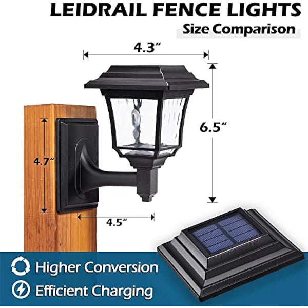 LeiDrail Solar Fence Lights, 2 Modes Solar Lights Outdoor Garden Cool White/Warm White LED Solar Powered Wall Lights Waterproof Decor for Patio Yard 4 Pack