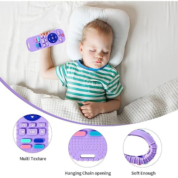 Hooku 2 Pack Silicone Teethers for Babies 0-6 Months, Teething Toys for Babies 6-12 Months, Baby Remote Control Toy, Infant Toys 0-3 Months, Sensory Chew Toys, Toddler Newborn Baby Gifts for Boy Girl