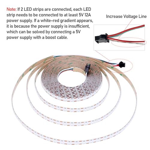 GOMING 5V 5M WS2812B COB LED Strip Light Individually Addressable 800 Pixels Dream Color IP20 Not Waterproof White PCB LED Strips for DIY