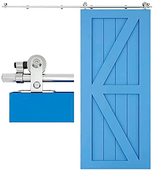 CCJH 200CM/6.6FT Stainless Steel Sliding Barn Door Hardware Kit Track Roller Closet Accessory for Single Door T Shape