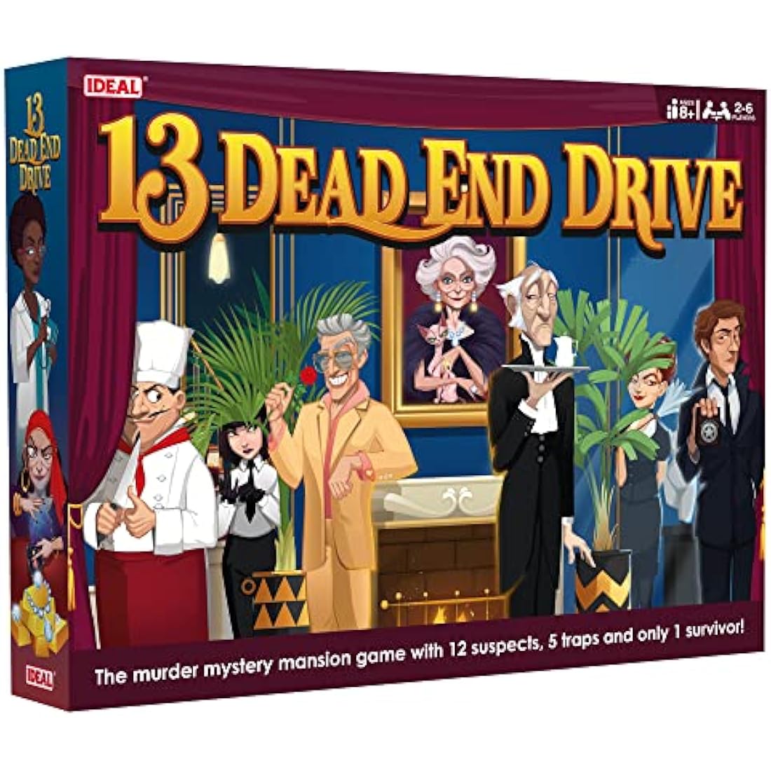 IDEAL | 13 Dead End: The murder mystery mansion game with 12 suspects, 5 traps and only 1 survivor! | Family Games | For 2-6 Players | Ages 8+