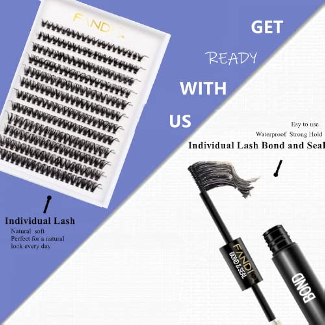 Lash Bond and Seal, Cluster Eyelash Glue for Individual Cluster DIY Eyelash Extensions,Strong Hold Waterproof Cluster Lash Glue 4ML+4ML Latex-free Long Lasting for Sensitive Eyes