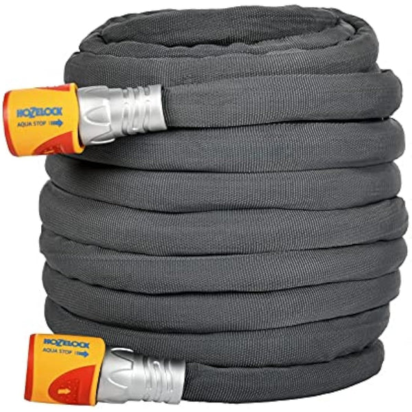 HOZELOCK - Hybrid Watering Hose Tuffhoze 25 m : Extremely Flexible, Tuff-Fibre Woven Technology, Suitable for High-pressure Cleaners (40 bar), Durable hose: Ready to Use [8125 8000] Grey
