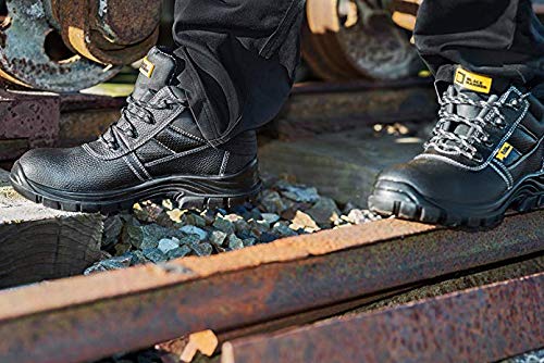 Black Hammer Comfortable Waterproof Steel Toe Caps Safety Boots Lightweight, Durable, Non-Slip Work Shoes for Work & Outdoor Activities 1007