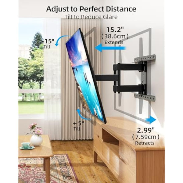 HOME VISION Heavy Duty Full Motion TV Wall Mount Bracket for 32-85 Inch Flat/Curved Screens, Swivel & Tilt, 60kg/132lbs Capacity, Max VESA 600x400mm, Fits Most 40 43 50 55 65 70 75+ Inch TVs, HV6601