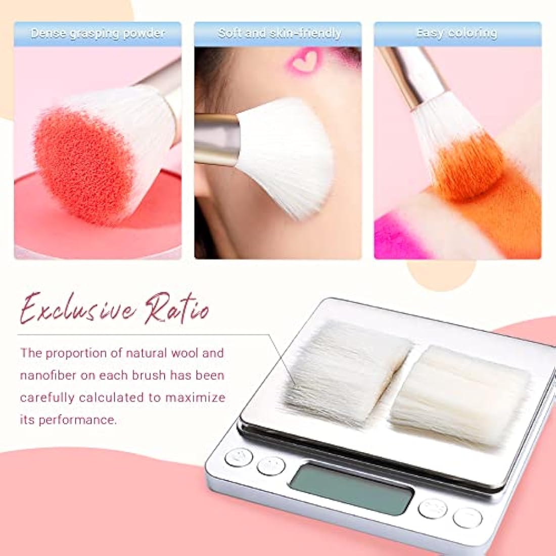 Jessup Makeup Brushes Set Professional, 25PCS Pink Premium Natural Powder Foundation Eyeshadow Blending Concealer Blush Highlight Labeled Brushes, T290