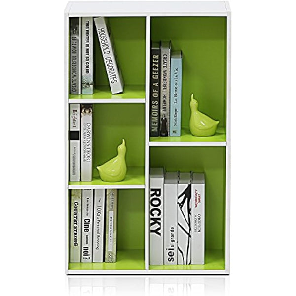 Furinno Luder 5-Cube Reversible Open Shelf, White/Green