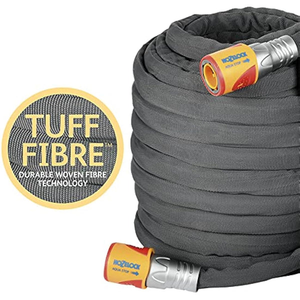 HOZELOCK - Hybrid Watering Hose Tuffhoze 25 m : Extremely Flexible, Tuff-Fibre Woven Technology, Suitable for High-pressure Cleaners (40 bar), Durable hose: Ready to Use [8125 8000] Grey