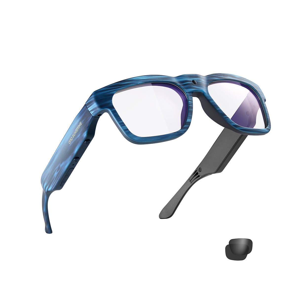 OhO Smart Glasses,128G Camera & Bluetooth Sunglasses with Open Ear Speaker Headset Headphone, Indoor&Outdoor Sports,Polarized UV Protection,For Men Women