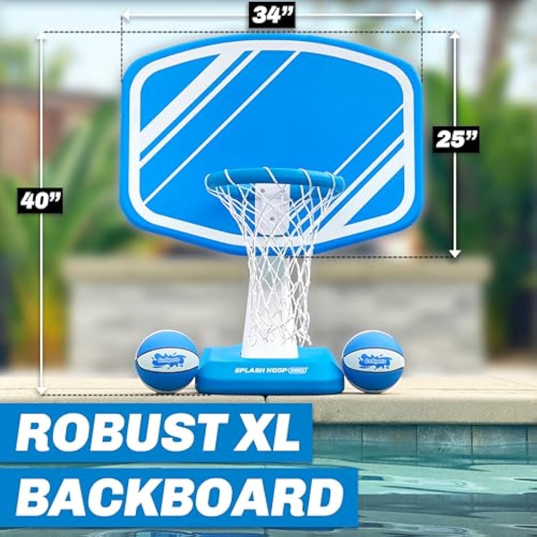GoSports Splash Hoop PRO Swimming Pool Basketball Game, Includes Poolside Water Basketball Hoop, 2 Balls and Pump