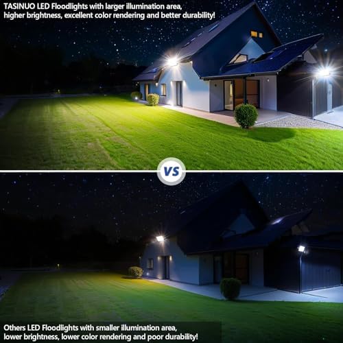 TASINUO 300W LED Floodlight Outdoor 2 Pack, 30000LM Outdoor Security Lights, IP67 Waterproof LED Spot Lights 7000K Daylight LED Flood Lights for Garden Yard Garages Warehouse Patio Billboard