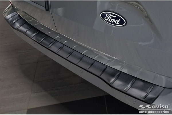 Avisa Black Stainless Steel Rear bumper protector compatible with Ford Transit Custom & Tourneo Custom (V710) 2023- / Volkswagen Transporter T7 2024- 'Ribs'