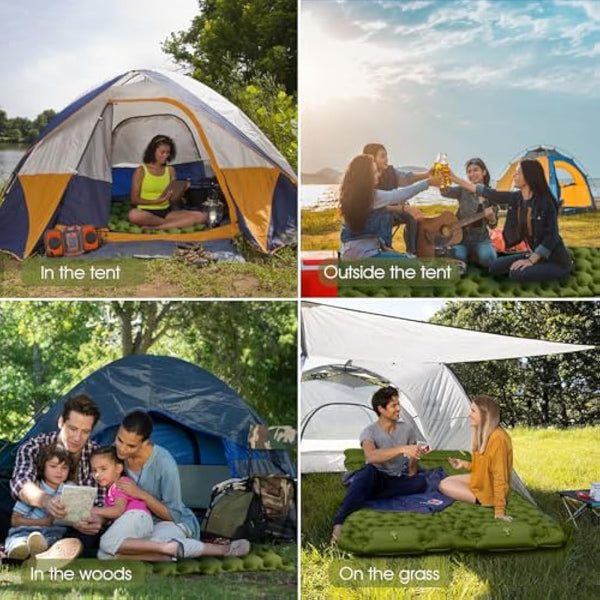 HiiPeak Camping Sleeping Pad, Ultralight Camping Mat with Pillow Built-in Foot Pump Inflatable Sleeping Pads Compact for Backpacking Hiking Traveling Tent (Green)