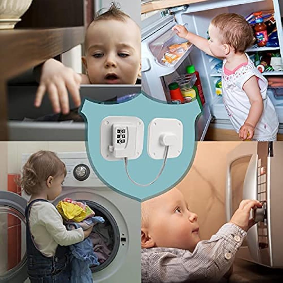 Evilsoul Password Fridge Lock Children Safety Refrigerator Lock Adults Safety Fridge Locks 2PCS Cupboard Lock with 3M Strong Adhesive for Drawer Fridge Freezer Cupboard