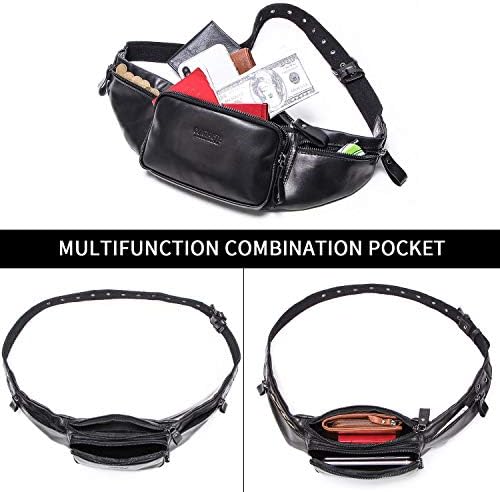 FANDARE Waist Packs Men Sling Bag Waist Pouch Leather Fanny Pack Waterproof Chest Bag Business Travel Running Cycling Sports Crossbody Bag Multipurpose Shoulder Bag