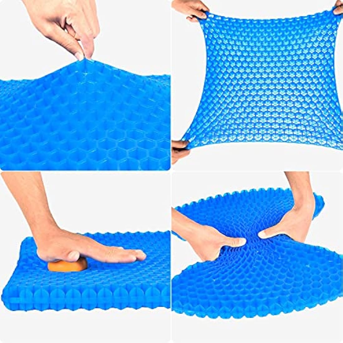 2022 NewLarge Gel Seat Cushion, Honeycomb Design Double Thick Gel Cushion with Relieving Back coccyx Pain Pressure, for Car Office Home Wheelchair&Chair