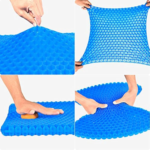 2022 NewLarge Gel Seat Cushion, Honeycomb Design Double Thick Gel Cushion with Relieving Back coccyx Pain Pressure, for Car Office Home Wheelchair&Chair