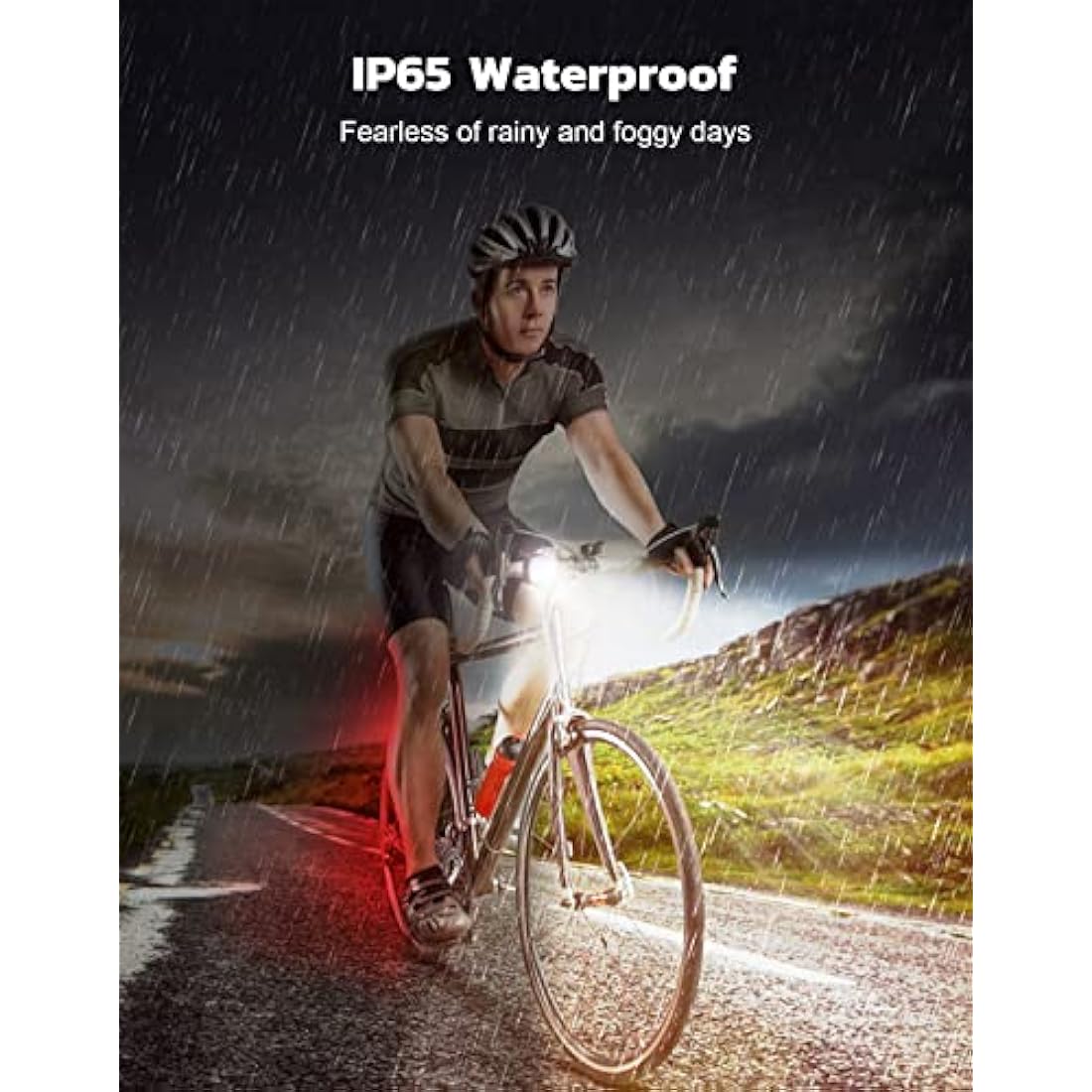 Glangeh Bike Lights Ultra Slim, Rechargeable Bicycle Lights Front and Rear, 4+6 Modes Bike Light, Waterproof IP65 Cycle Lights for Road Safety, 1.5 Hrs Fast Charging Bike Light Cycling Headlights Set