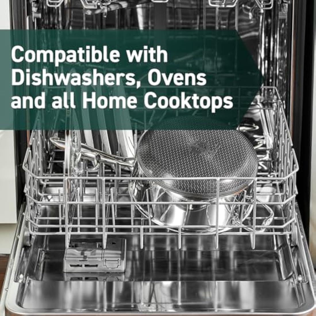 HexClad Hybrid Nonstick 3-Litre Saucepan with Tempered Glass Lid, Stay-Cool Handle, Dishwasher-Friendly, Oven-Safe Up to 480°C, Induction Ready, Compatible with All Cooktops