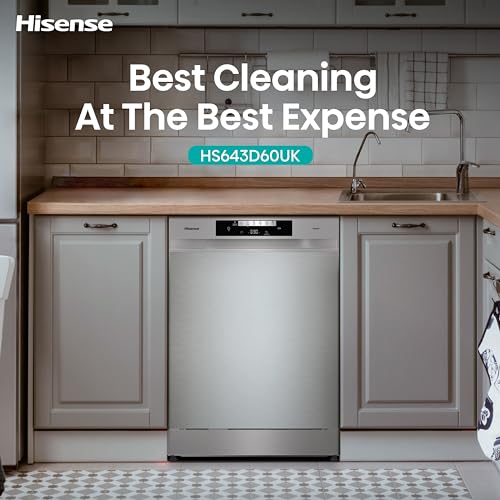 Hisense HS622E90WUK Freestanding Standard Dishwasher 85cm High - E Rated, White, 24 x 23 x 33 inches (L x W x H) [Energy Class E]