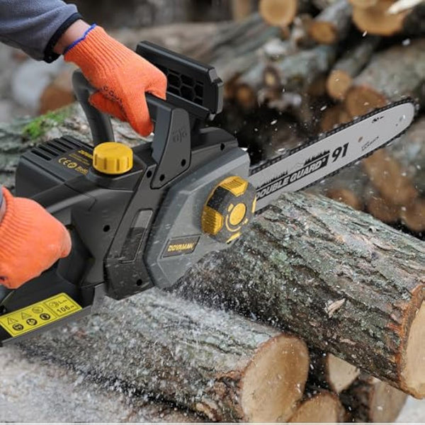 DOVAMAN 2400W Electric Chainsaw, One-Step Tool-Free Tensioning, 16 Inch Oregon Bar and Chain, 15m/s Chain Speed, 6m Power Cable, Auto Chain Lubrication, Powerful Chainsaw with Two Chains - DCS01A