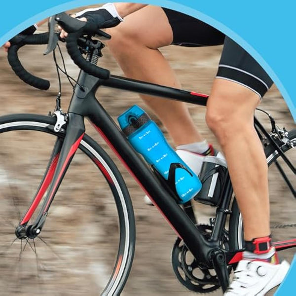 OLDLEY 750ml/25oz Water Bottles with Straw BPA Free Tritan Water Bottles for Gym School Sports Travel Leakproof Time Markings Drink Bottles Reusable Hydrate for Adult Kids Women Men(Blue, 1 Lid)