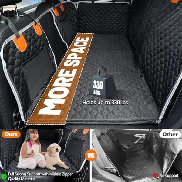 ANOSOSPECIAL Back Seat Extender,Dog Car Seat Cover,Waterproof Pet Hammock Travel Bed,Durable Camping Air Mattress,Non Inflatable Car Bed Mattress Easy Clean for SUV Truck (Black)
