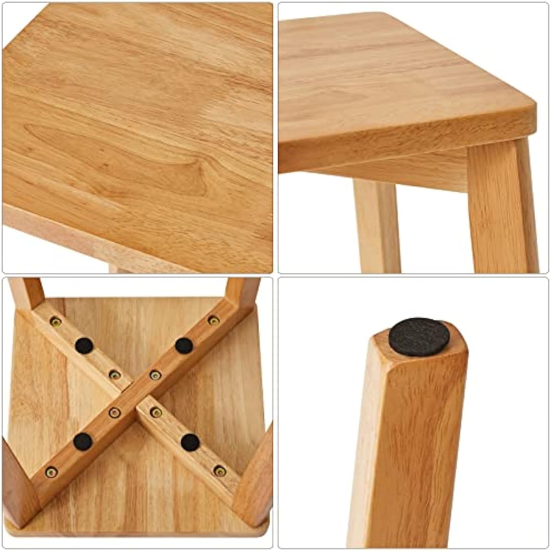 IBUYKE Square Wooden Stool, Stacking Stools, Solid Wood Makeup Stool, Small stool for Home, Kitchen, Office, Classroom, 29x44x33cm RF-1501
